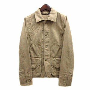 【中古】ラルフローレン RALPH LAUREN ヘリンボーン ハンティング ジャケット コットン ベージュ 7 レディース