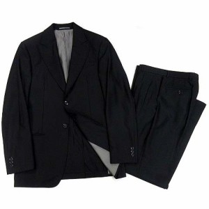 【中古】アルマーニ コレツィオーニ ARMANI COLLEZIONI スーツ 上下 セット ストライプ ピークドラペル 2B ジャケット パンツ 黒 46