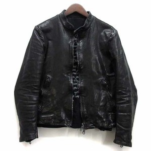 【中古】イサムカタヤマバックラッシュ ISAMU KATAYAMA BACKLASH EL DIABLO シングル ライダース ジャケット レザー 製品染め 1254-01 黒