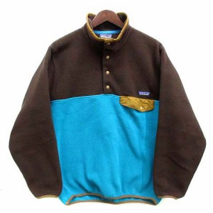 【中古】パタゴニア Patagonia シンチラ スナップT フリース プルオーバー ジャケット 25450 FA14 ブラウン ターコイズブルー S メンズ