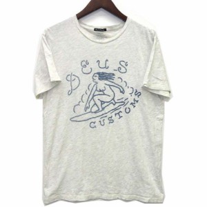 【中古】デウスエクスマキナ DEUS EX MACHINA サーフ ガール Tシャツ 半袖 クルーネック ナチュラルグレー S メンズ