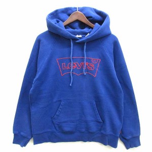 【中古】リーバイス Levi's アウトライン ロゴ スポーツ フーディ スウェット パーカー プルオーバー ブルー M 35946-0068 トルコ製