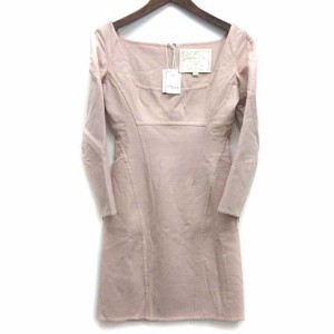 【中古】未使用 ディースクエアード DSQUARED2 Little Nude Dress ウール ストレッチ タイト ドレス ミニ ワンピース ピンクベージュ 38