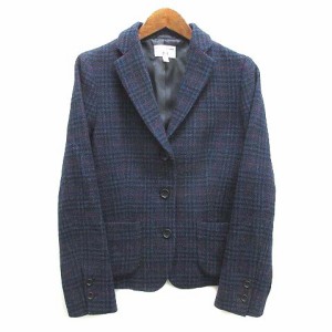 【中古】ユニクロ UNIQLO イネス INES ツイード ジャケット 3B ウール ネイビー 紺 S 162444 レディース