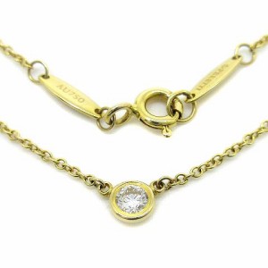 【中古】ティファニー TIFFANY & CO. K18YG ダイヤモンド 1P バイザヤード ネックレス イエローゴールド トップ枠4.2mm 1.9g 美品