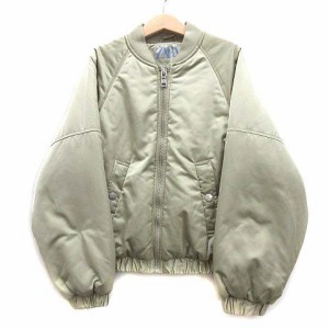 【中古】ザラ ZARA サテン ボンバージャケット オーバーサイズ ブルゾン 中綿 ベージュ 9 子供服 キッズ