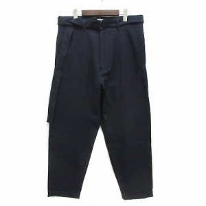 【中古】シーオール SEEALL SEAMLESS PANTS ウール ワイド パンツ ベルテッド トラウザー ネイビー 紺 48 SAM91-PT401 メンズ