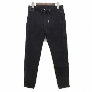 【中古】ディーゼル DIESEL ジャージー スリム ジョガー パンツ ウエストロゴ ブラック 黒 S メンズ