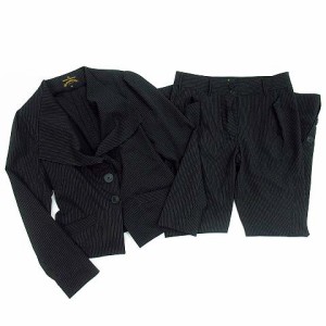 【中古】ヴィヴィアンウエストウッド Vivienne Westwood アングロマニア スーツ セットアップ ストライプ ジャケット パンツ ブラック 42