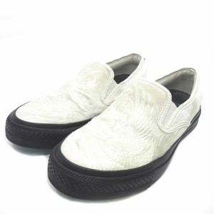 【中古】コンバース CONVERSE 刺繍 ベロア スリッポン CS SLIP-ON SK SHINPEI UENO 上野伸平 1SC864 ホワイト 白 23.5cm レディース