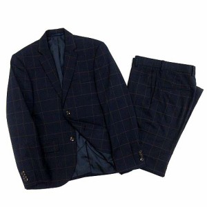 【中古】エイチ&エム H&M スーツ 上下 セット ウィンドウペンチェック 2B ジャケット パンツ 紺 ネイビー 44 メンズ