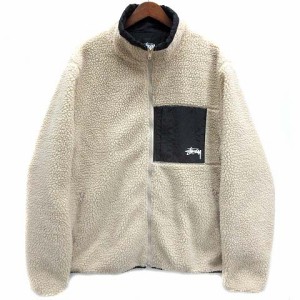 【中古】ステューシー STUSSY シェルパ ジャケット フルジップ ボア フリース ナチュラル XL メンズ