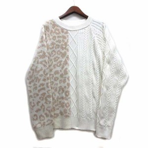【中古】スタンプド STAMPD チーター ブロック ケーブルニット セーター クルーネック プルオーバー Cheetah Blocked Sweater 白 XL