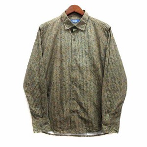 【中古】マウリツィオ バルダサーリ MAURIZIO BALDASSARI 小花柄 ストライプ シャツ 長袖 フラワー カーキ 46 メンズ