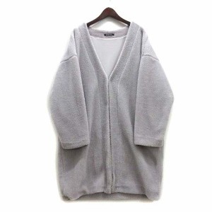 【中古】MUMU＆Co. ボア フリース ノーカラー コート ルーズシルエット ライトグレー M レディース