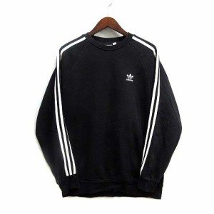 【中古】アディダス adidas 3ストライプ クルー スウェット トレーナー ブラック 黒 L GN3487 メンズ