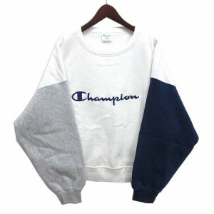 【中古】チャンピオン CHAMPION リバースウィーブ クルーネック スウェット シャツ トレーナー 裏起毛 ホワイト L CW-Q008 レディース