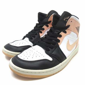 【中古】ナイキ NIKE エアジョーダン 1 ミッド AIR JORDAN 1 MID スニーカー 554724-133 ブラック ピンク 27cm メンズ