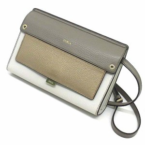 【中古】フルラ FURLA ライク ミニ クロスボディバッグ ショルダーバッグ ピンクゴールド グレーベージュ オフホワイト レディース