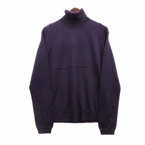 【中古】ユニクロ UNIQLO エクストラファイン メリノ タートルネック セーター 長袖 ウール ニット パープル 紫 M レディース