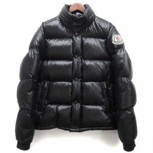 【中古】モンクレール MONCLER エベレスト ダウン ジャケット ジップアップ 収納フード デカワッペン ブラック 黒 1 メンズ