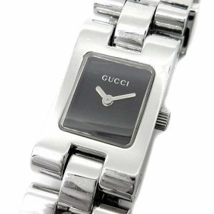 【中古】グッチ GUCCI 2305L クォーツ 腕時計 スクエア SS ブラック 黒文字盤 レディース