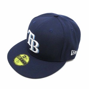【中古】ニューエラ NEW ERA 59FIFTY MLBオンフィールド タンパベイ レイズ キャップ 帽子 ゲーム ライトネイビー 7 5/8 60.6cm 美品