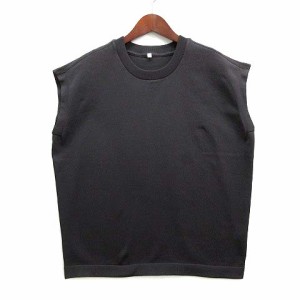 【中古】無印良品 良品計画 UVカット 強撚 スリーブレス ニット Tシャツ チャコールグレー M レディース