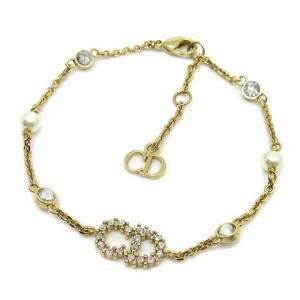 【中古】クリスチャンディオール Christian Dior クレールディーリュヌ Clair D Lune ブレスレット レジンパール クリスタル ゴールド ☆