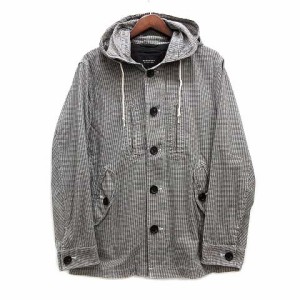 【中古】バーバリーブラックレーベル BURBERRY BLACK LABEL ギンガムチェック マウンテン パーカー 収納フード グレー L メンズ