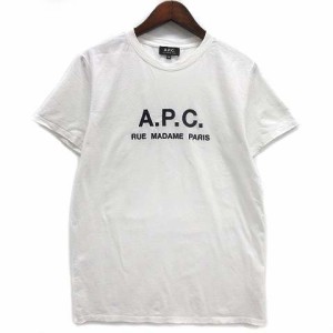 【中古】アーペーセー A.P.C. RUE MADAME PARIS ロゴ 刺? Tシャツ カットソー 半袖 クルーネック ホワイト 白 M メンズ