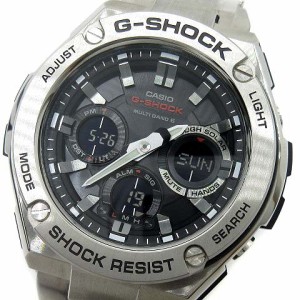 【中古】未使用品 カシオ ジーショック CASIO G-SHOCK Gスチール G-STEEL 電波ソーラー 腕時計 GST-W110D-1AJF ブラック 黒文字盤 メンズ