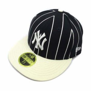 【中古】ニューエラ NEW ERA LP 59FIFTY MLB 2-Tone NY ニューヨーク ヤンキース キャップ 帽子 ストライプ ネイビー 60.6cm 美品