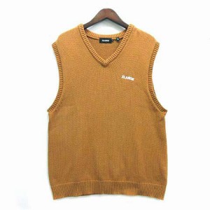 【中古】エクストララージ XLARGE 2022AW スタンダード ロゴ ニット ベスト Standard Logo Knit Vest ベージュ M 101223015001 メンズ