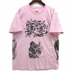 【中古】シュプリーム SUPREME エッシャー コラージュ Tシャツ M.C. Escher Collage Tee 17SS ピンク XL USA製 ☆AA★ メンズ