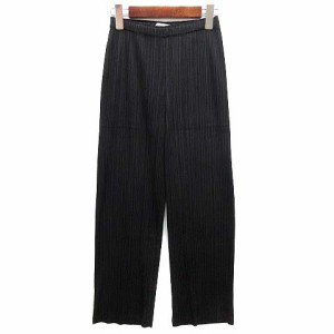 【中古】プリーツプリーズ PLEATS PLEASE イッセイミヤケ プリーツ ストレート パンツ ポケット ブラック 黒 1 PP63-JF432 レディース