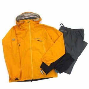 【中古】モンベル Montbell レインダンサー ゴアテックス GORETEX 上下 セットアップ ジャケット パンツ M ゴールデンオレンジ シャドウ