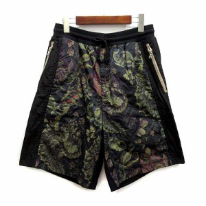 【中古】ドリスヴァンノッテン DRIES VAN NOTEN ボタニカル キルティング 切替 スウェット ハーフパンツ ブラック 黒 S メンズ