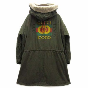 【中古】グッチ GUCCI ヴィンテージ加工 バックロゴ モッズコート ライナー付き 488173 XR756 カーキ 44 メンズ