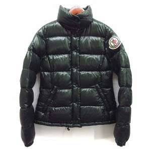 【中古】モンクレール MONCLER クレア CLAIRE ダウン ジャケット ビッグロゴ ワッペン グリーン 緑 0 レディース