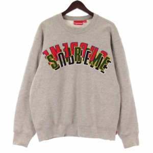 【中古】シュプリーム SUPREME 21SS Stacked Crewneck スウェット トレーナー 裏起毛 カナダ製 グレー S メンズ