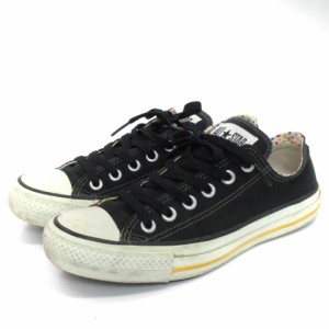 【中古】コンバース CONVERSE ALL STAR オールスター スニーカー インナー総柄 ブラック 24cm レディース