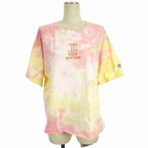 【中古】ザデイオンザビーチ THE DAY ON THE BEACH Tシャツ カットソー 半袖 タイダイ柄 コットン ピンク F