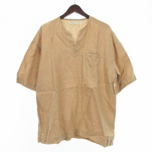 【中古】パブリック トウキョウ PUBLIC TOKYO リネン シャツ Tシャツ 半袖 2 ベージュ 240126E メンズ