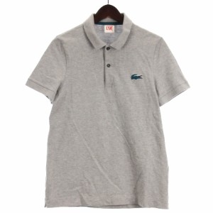 【中古】ラコステ LACOSTE LIVE ポロシャツ 半袖 ワニ ワッペン 鹿の子 グレー 4 メンズ