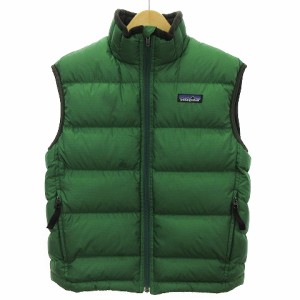 【中古】パタゴニア Patagonia ダウンベスト ジップアップ スタンドカラー 68341F6 緑 グリーン M 10 ■GY01 キッズ