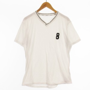 【中古】ウザリス USUALIS リブ Tシャツ カットソー 半袖 ホワイト XL メンズ