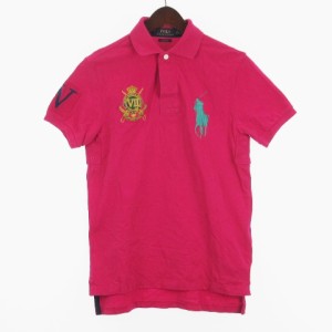 【中古】ポロ ラルフローレン POLO RALPH LAUREN ポロシャツ 半袖 鹿の子 ビッグポニー コットン ピンク S メンズ