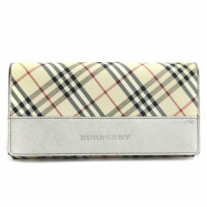 【中古】バーバリー BURBERRY ノバチェック 長財布 がま口 ベージュ ■ECS レディース