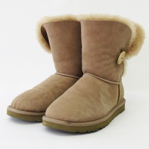 【中古】アグ オーストラリア UGG australia W BAILEY BUTTON ムートン ブーツ 5803 マッシュルーム 23.0cm